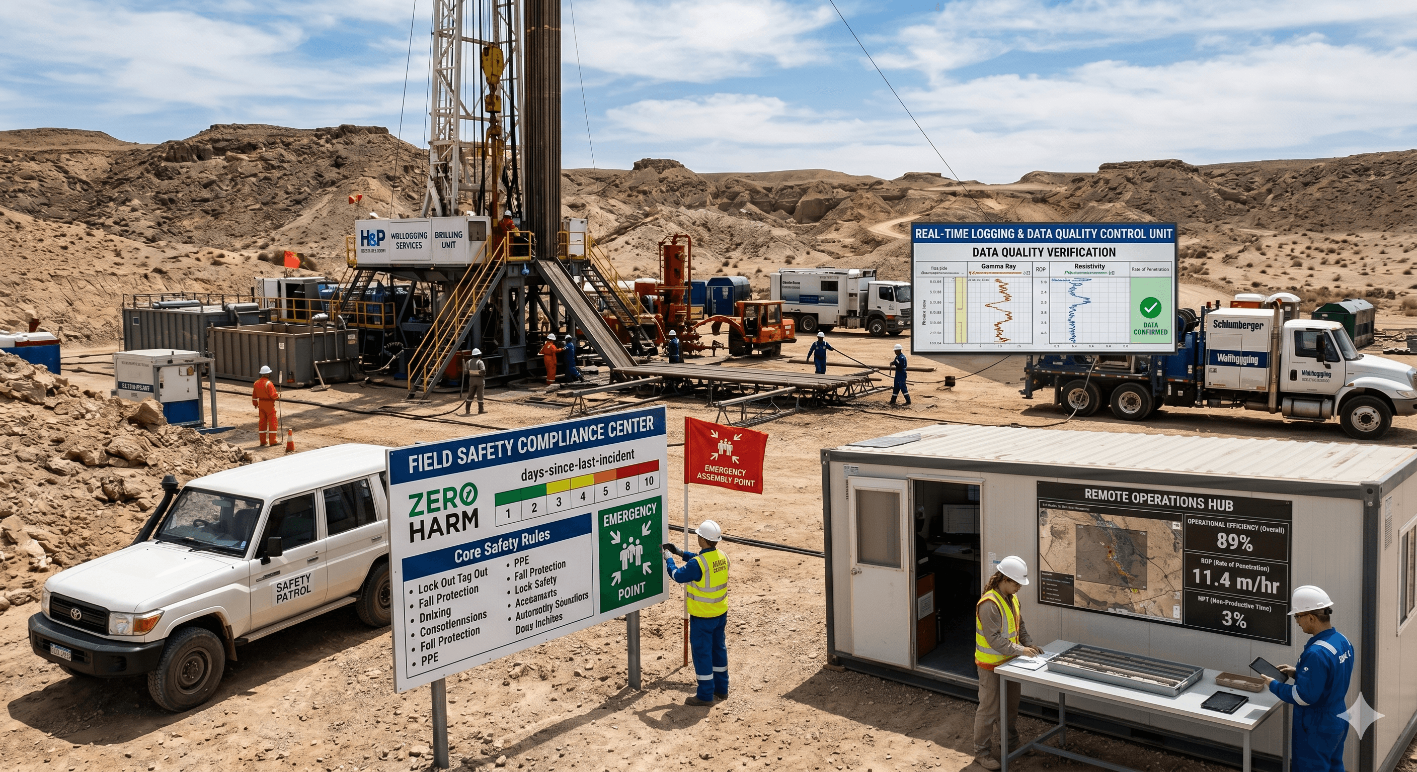 Assistance technique et surveillance géologique sur sites des forages